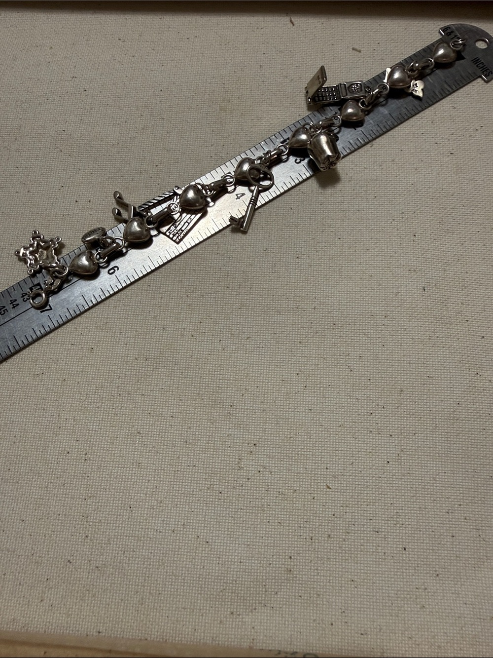 Vintage Stunning Sterling Silver 925 Heart Charm Bracelet 7’ in Retro 2000’ 925 - Picture 15 of 16